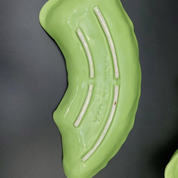 Retro California Pottery No 333 B Lime & Dark Green Leaf Design (No Lazy Susan) - Picture 6 of 10